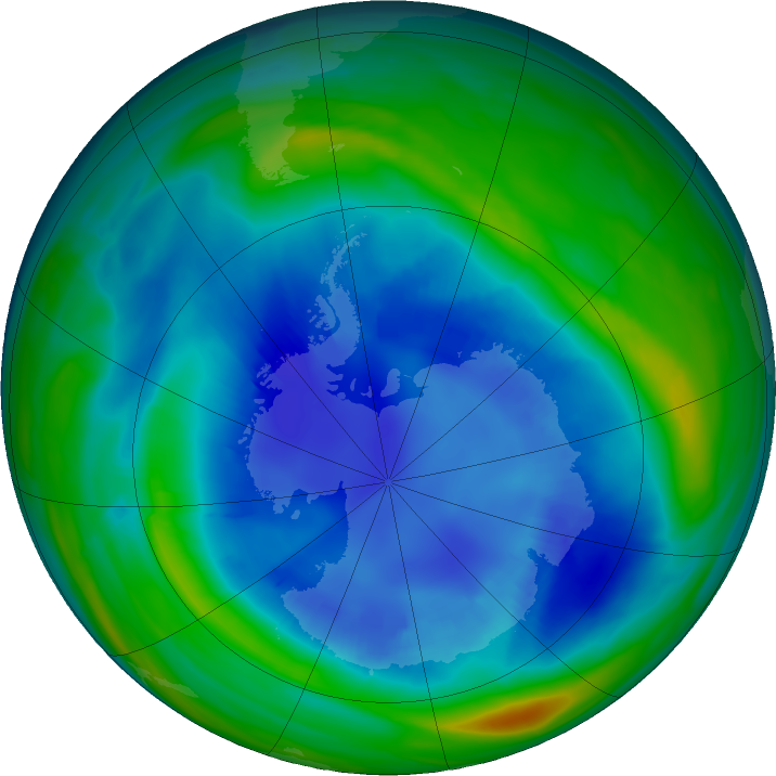 Antarctic ozone map for 26 August 2022